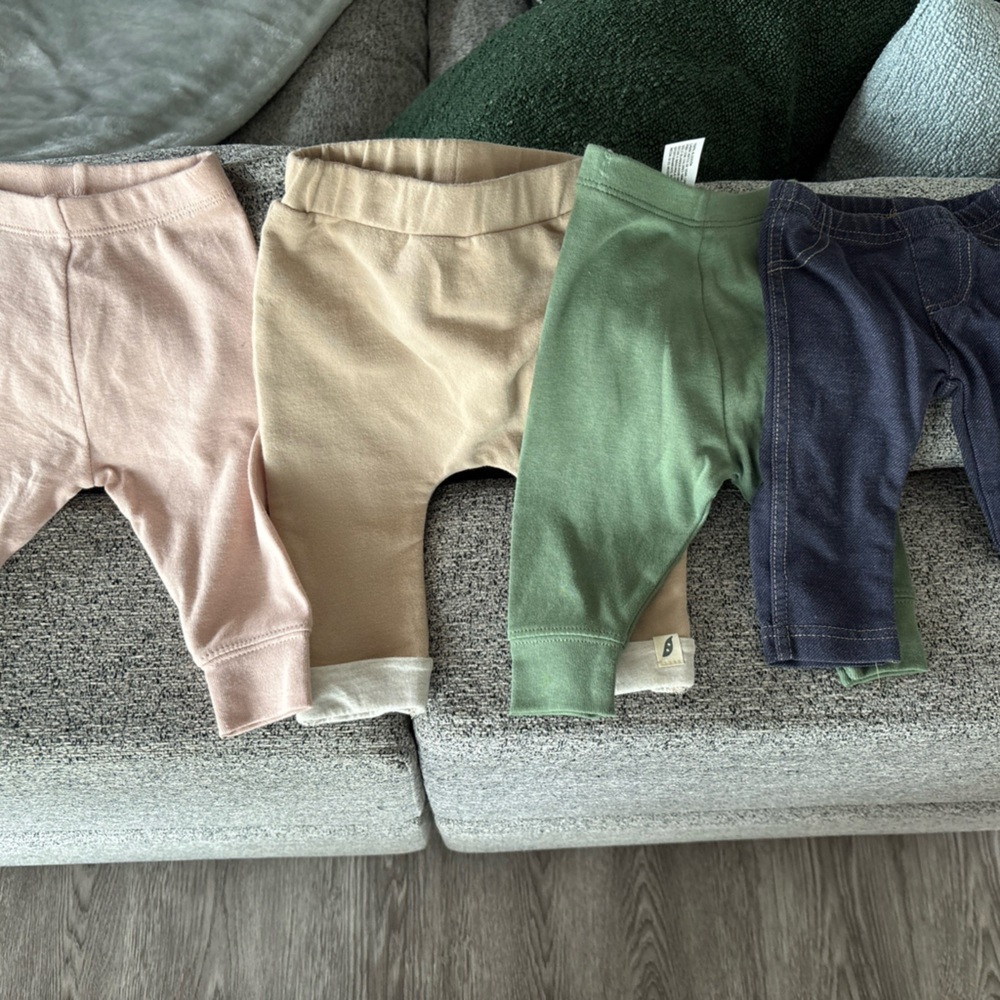 Stylish Kids' Sweatpants Set - Pink, Tan, Green, and Blue